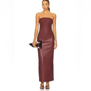 NAKEDVICE The Allegra Dress Faux Leather Maroon